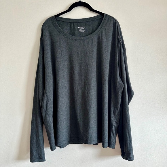 Athleta Uptempo II Long Sleeve Top Women’s 1X Black Heather Athleisure Workout - Picture 4 of 10